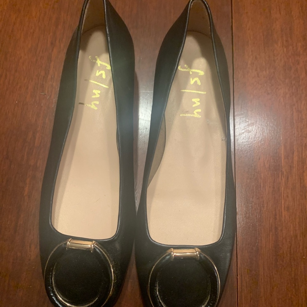 Elegant Black Flats with Gold Detail by French Sole